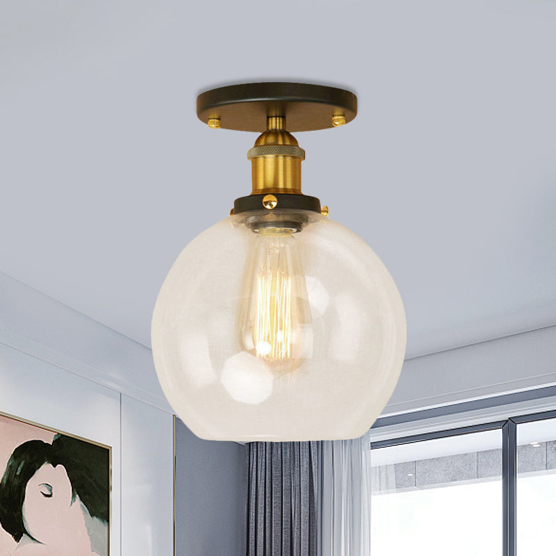 Naomi - Industrial Glass Globe Semi-Flush Mount Light