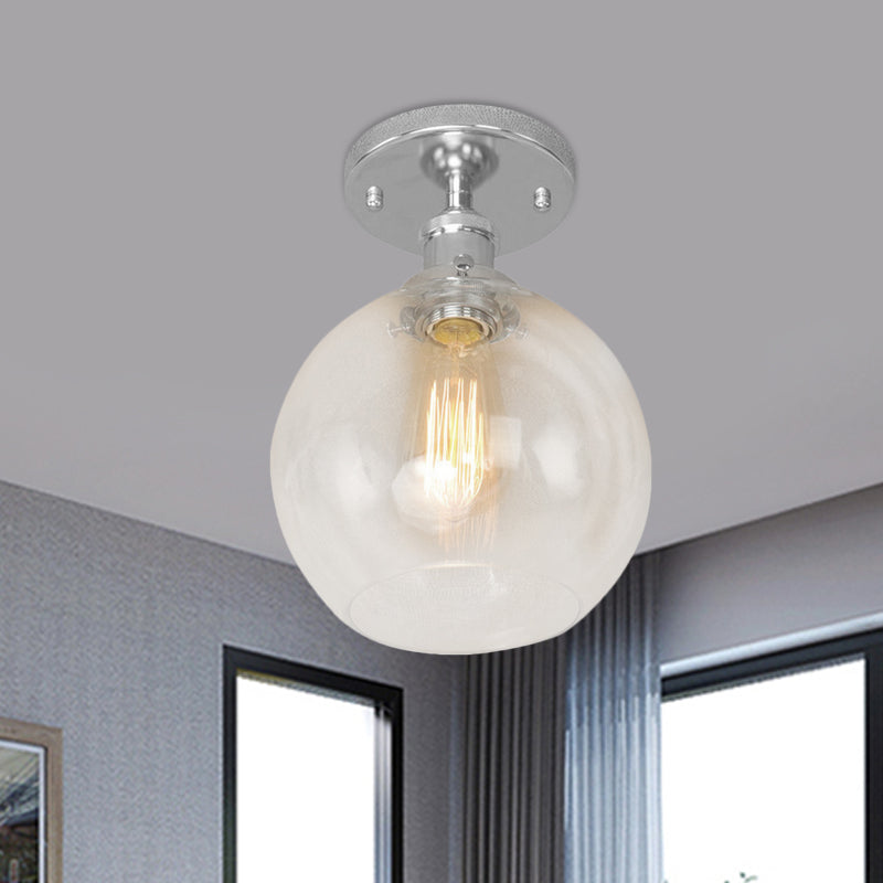 Naomi - Industrial Glass Globe Semi-Flush Mount Light