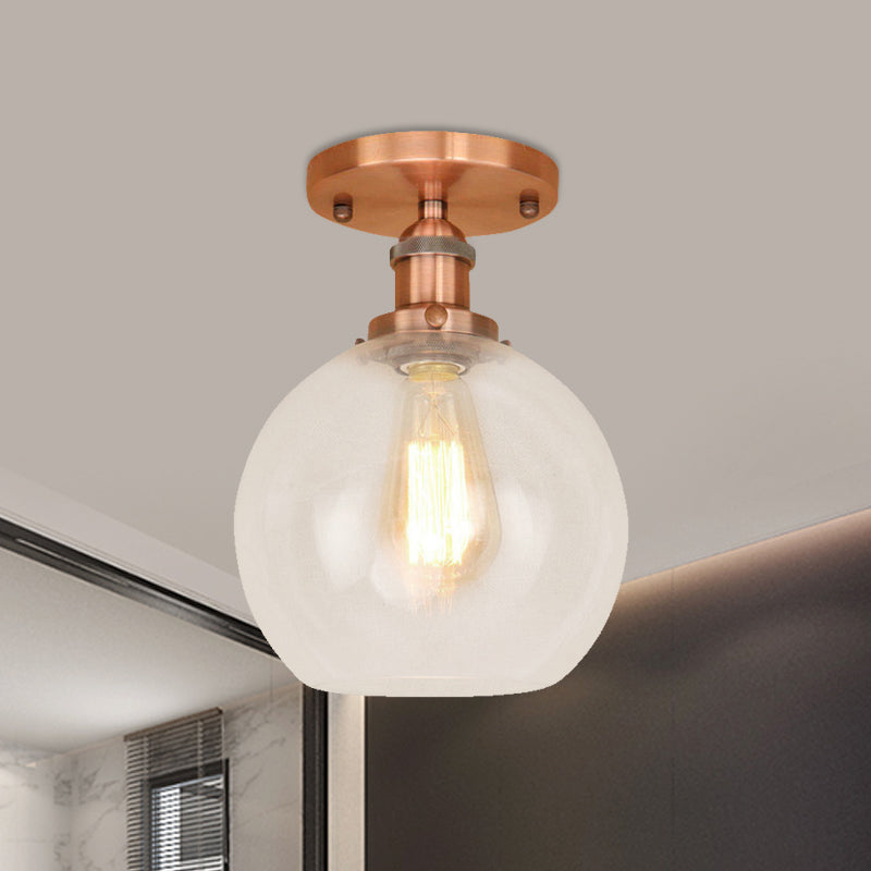 Naomi - Industrial Glass Globe Semi-Flush Mount Light