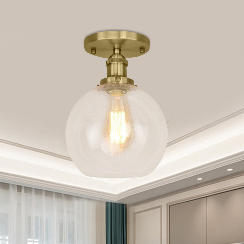 Naomi - Industrial Glass Globe Semi-Flush Mount Light