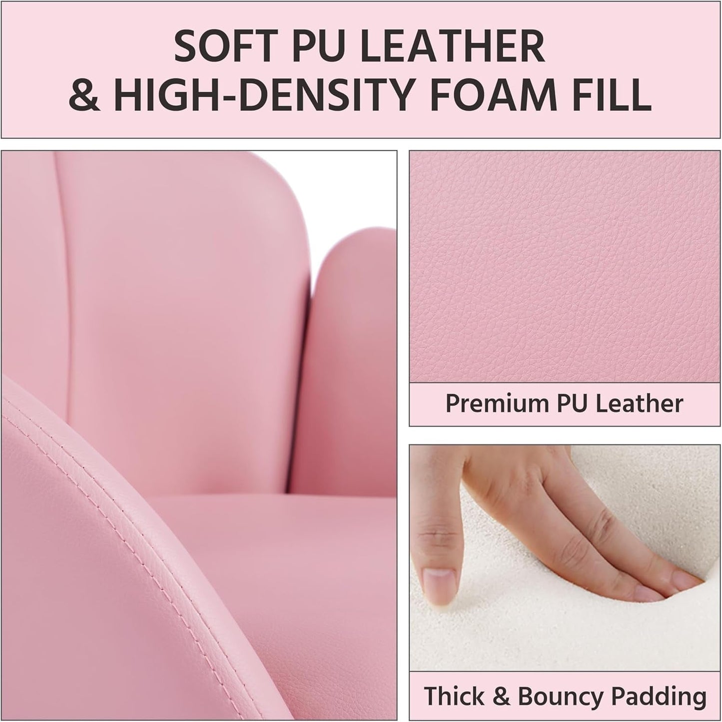Modern PU Leather Armchair Flower With Golden Legs Pink