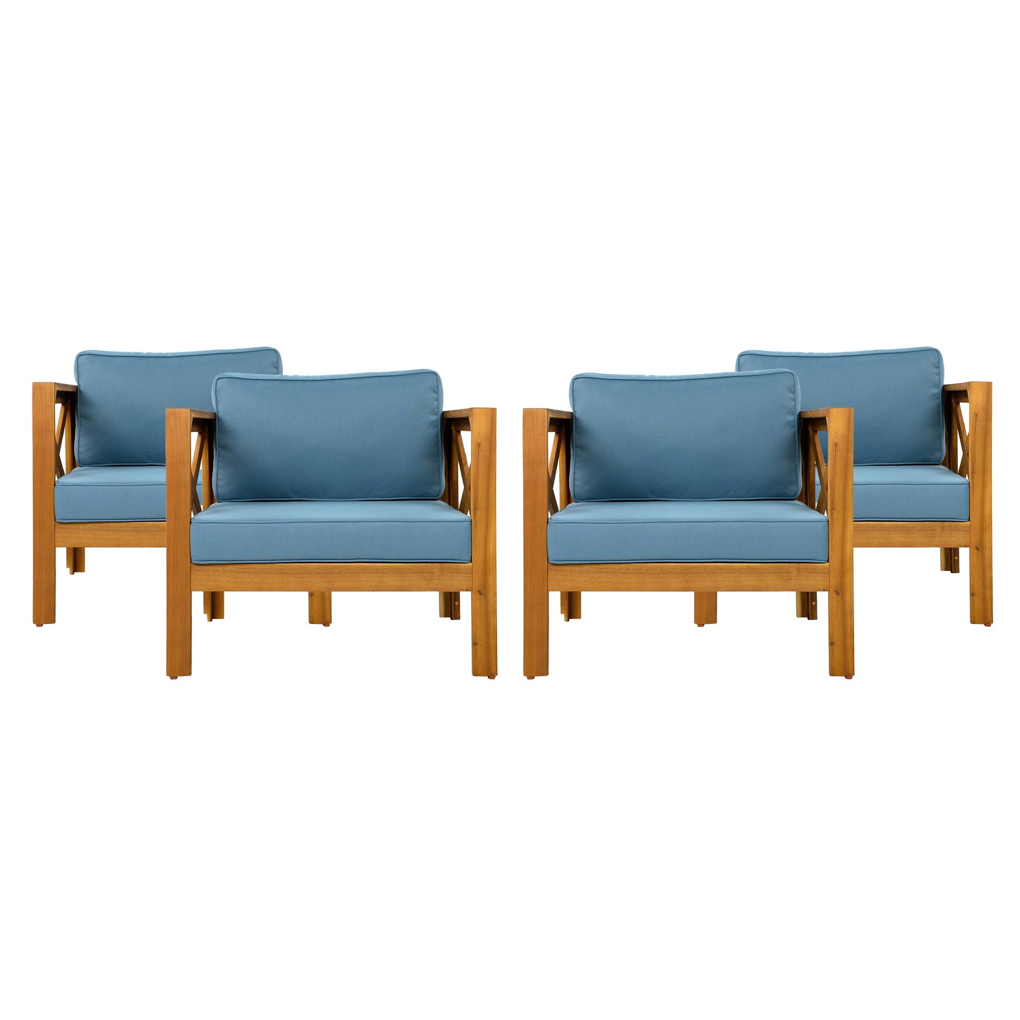 Patio Conversation Set with Outdoor Wood Chairs and Side Table
