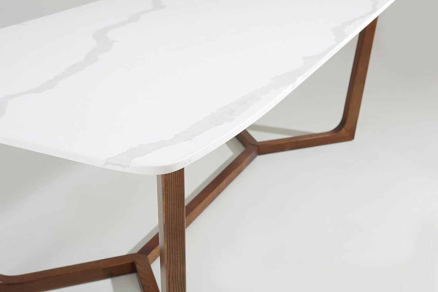 Adelaide Calacatta Quartz Dining Table Walnut Base