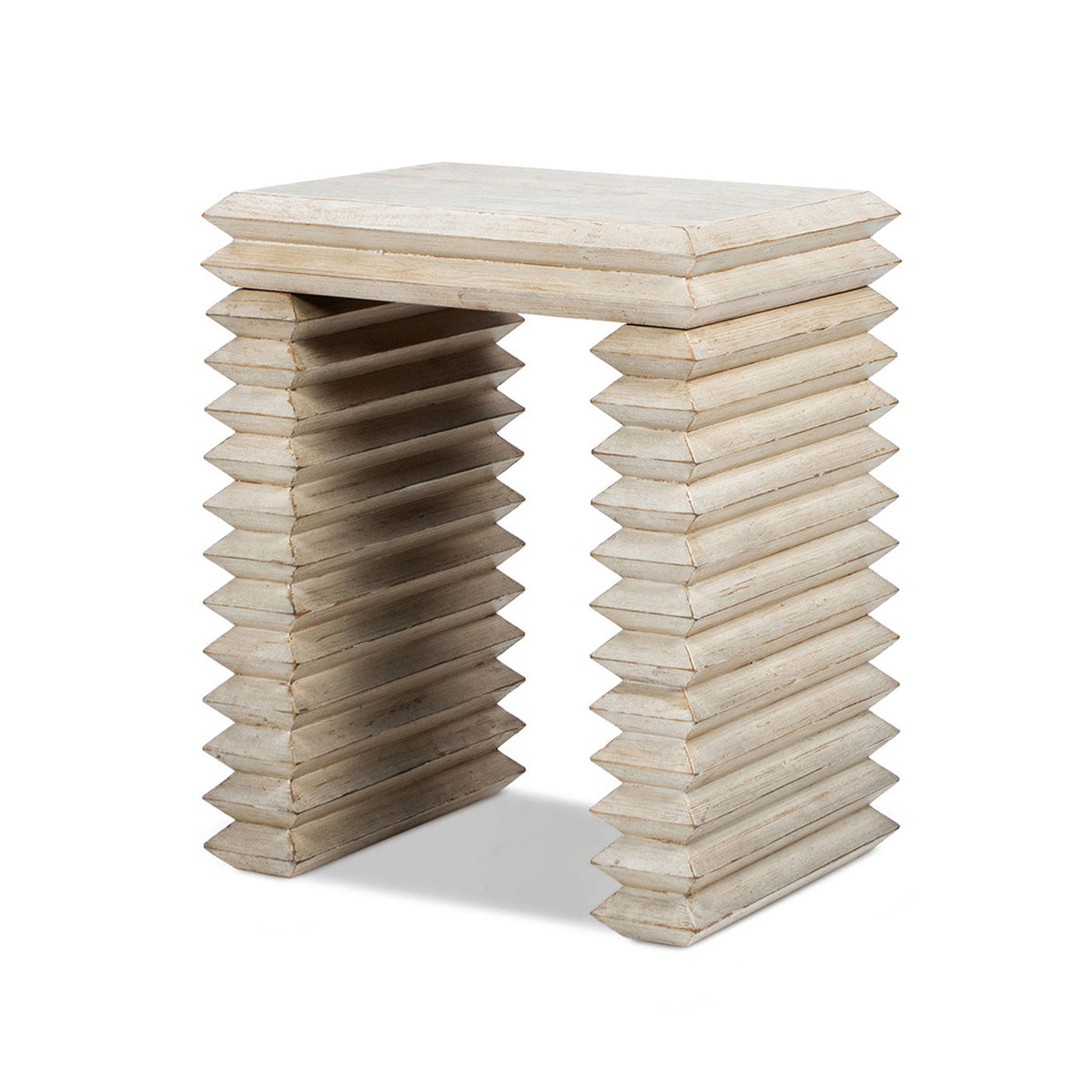 Veda 20" Reclaimed Wood Stacked Geometric Waterfall Side Table