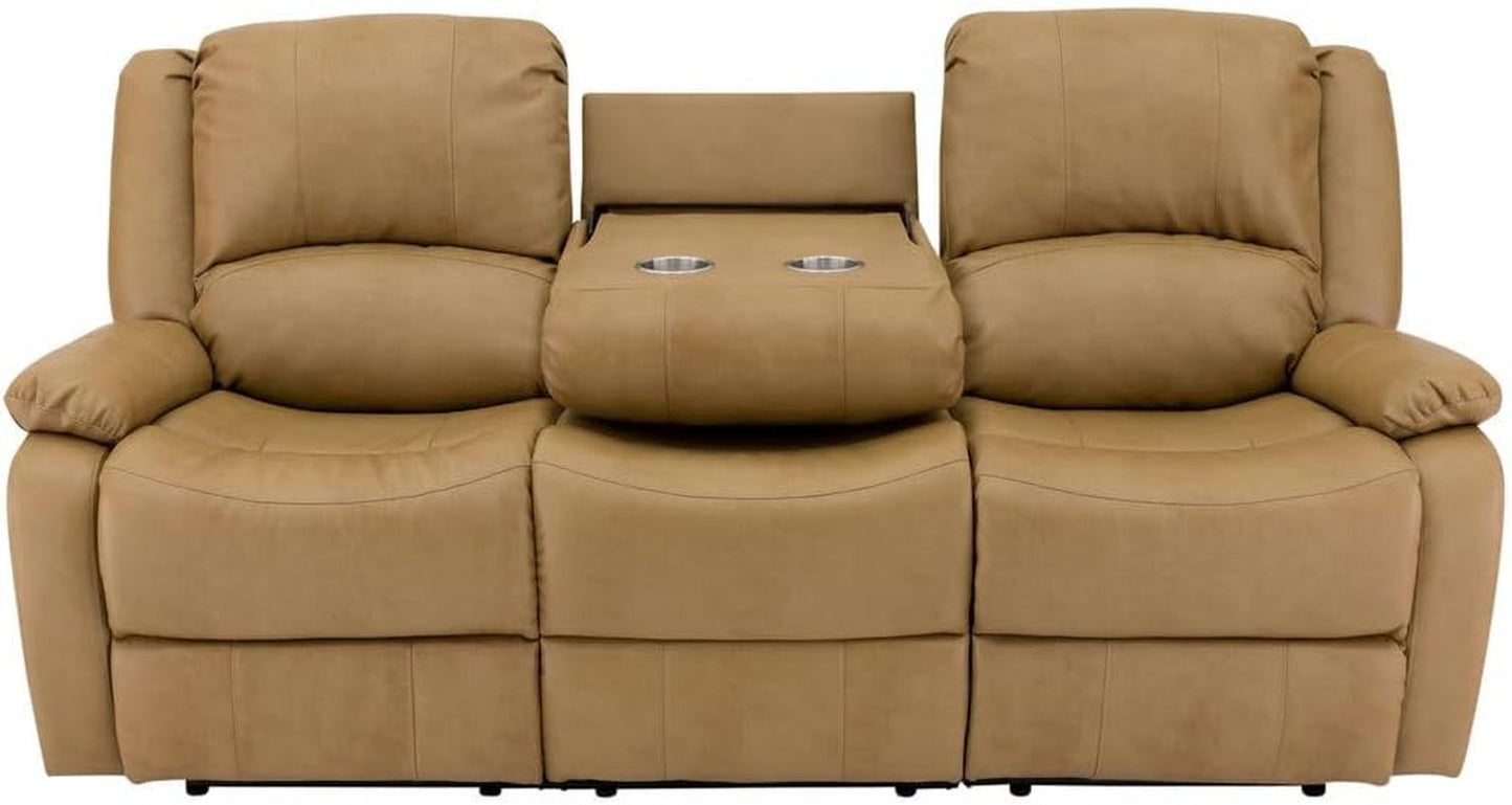 80 Inch RV Triple Recliner Sofa With Wall Hugger Console