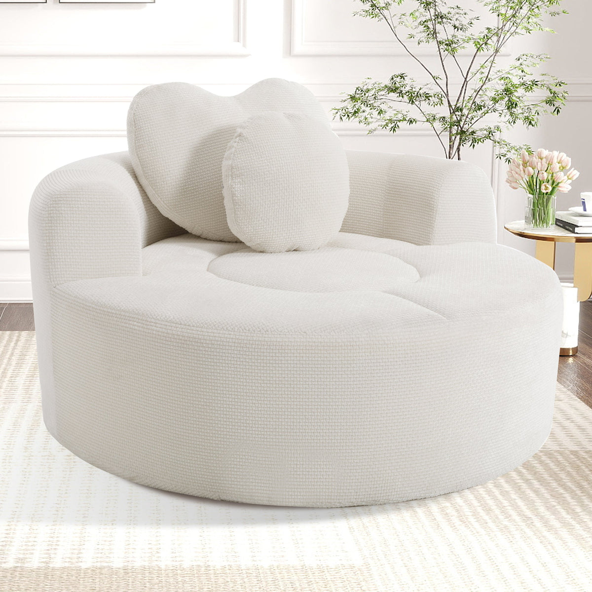 Round Sofa Bed with Memory Foam Sectional Couches for Living Room
