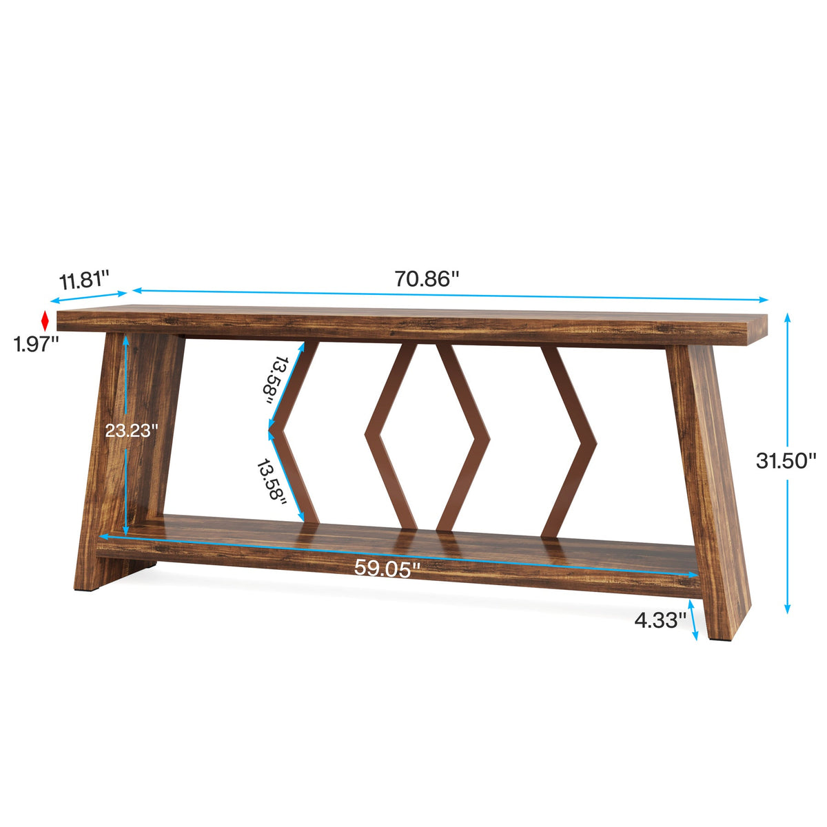 70.9" Extra Long Farmhouse Console Table
