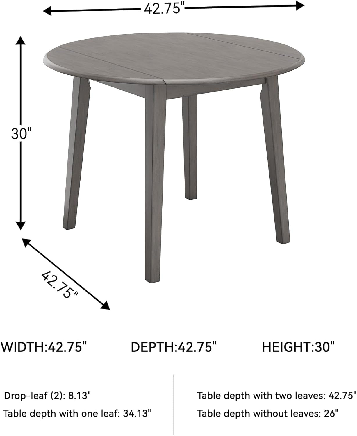 Gray Drop Leaf Dining Table Seats Four With Two Leaves