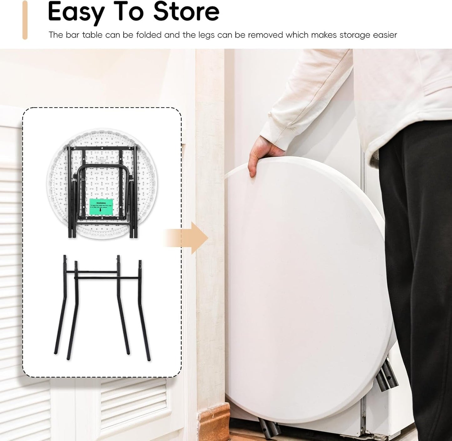 28 Inch Ultra Portable Folding Bar Height Cocktail Table