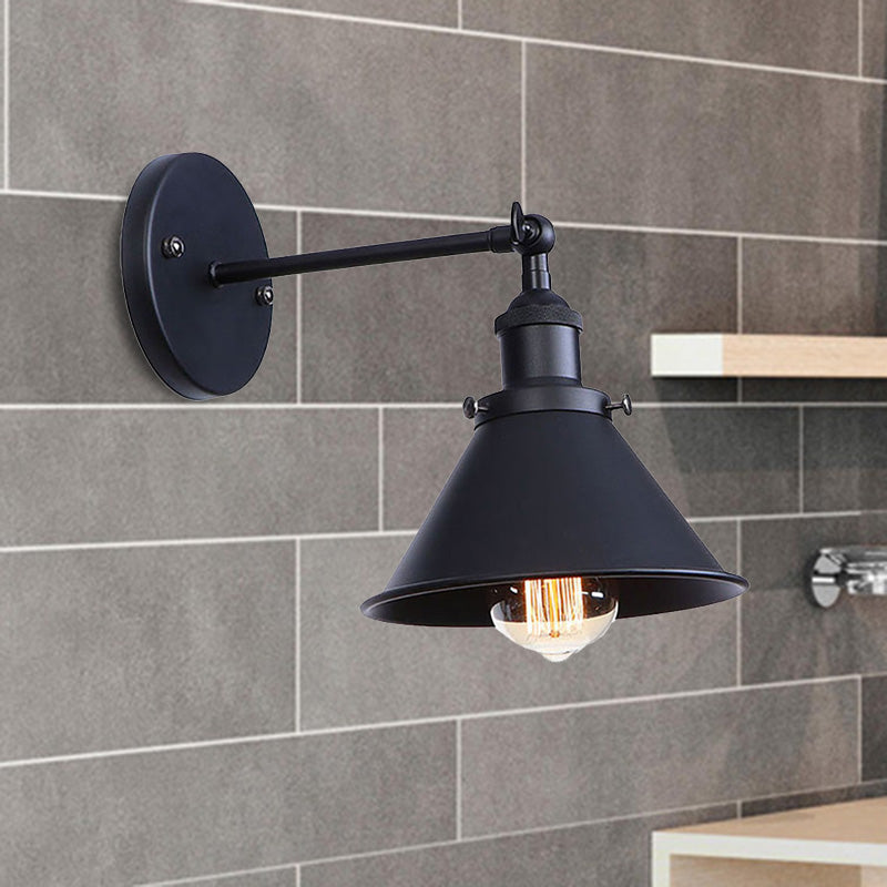 Alice - Industrial Black and Brass Flared Sconce
