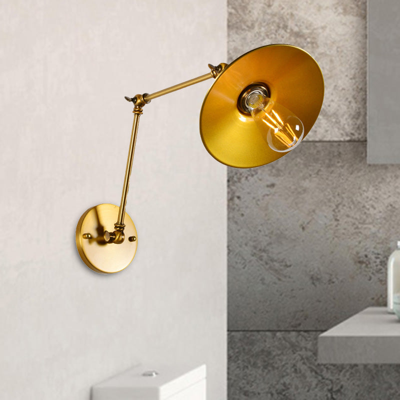 Edison's Adjustable Embrace: Industrial Brass Swing Arm Wall Lamp