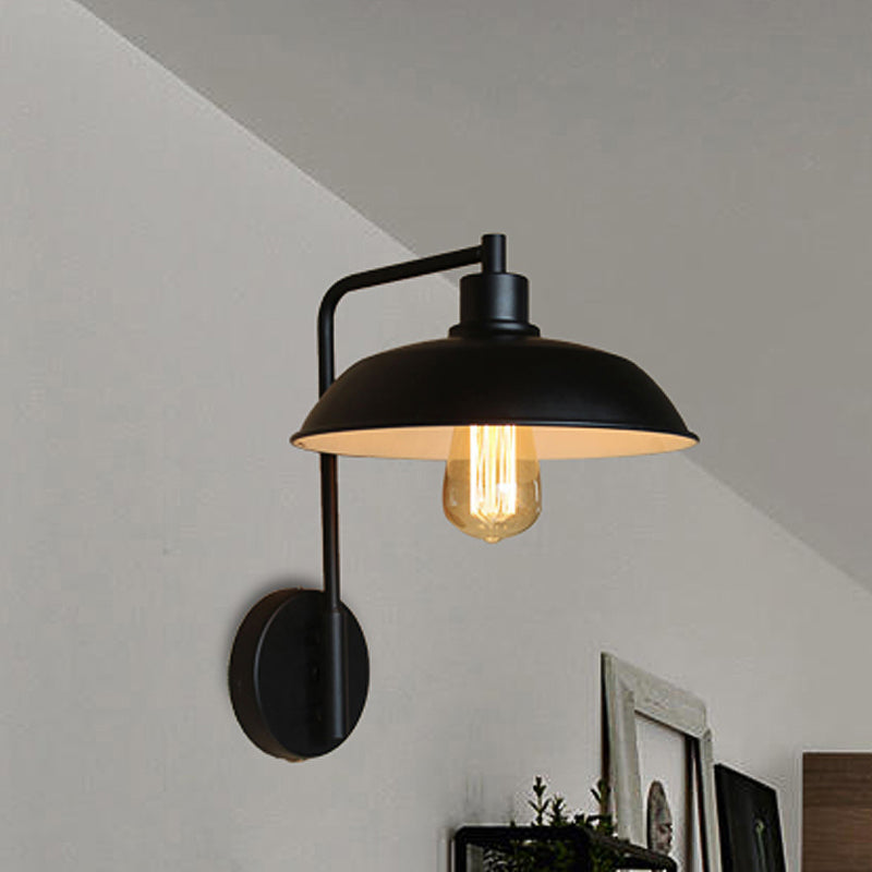 Skylar Style Barn Wall Sconce - Black/Rust Metallic with Curved Arm