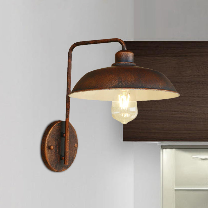 Skylar Style Barn Wall Sconce - Black/Rust Metallic with Curved Arm