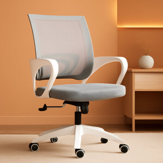 Ergonomic Grey Office Chair With Lumbar Support Mesh