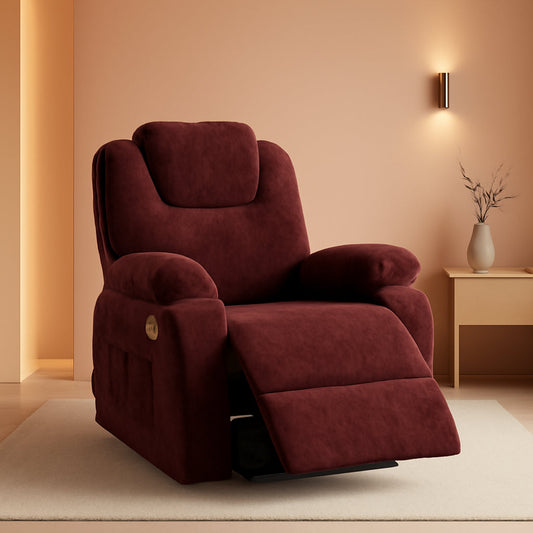 Large Power Lift Recliner With Massage And USB Sangria