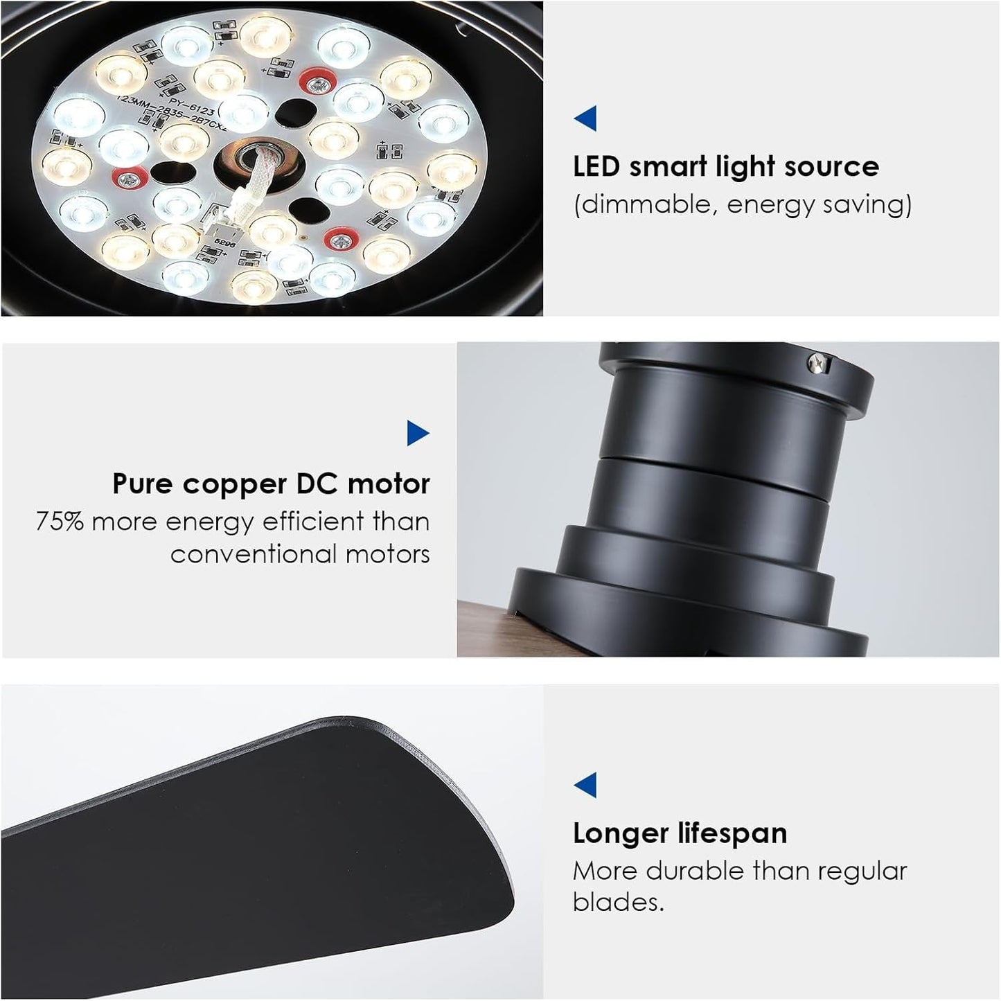46 Inch DC Motor Ceiling Fan With Remote App Control