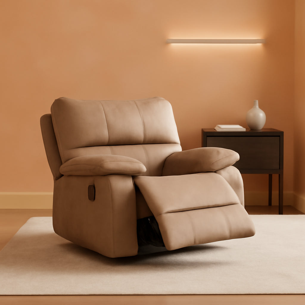 Taupe Microfiber Reclining Sofa Set for Living Room