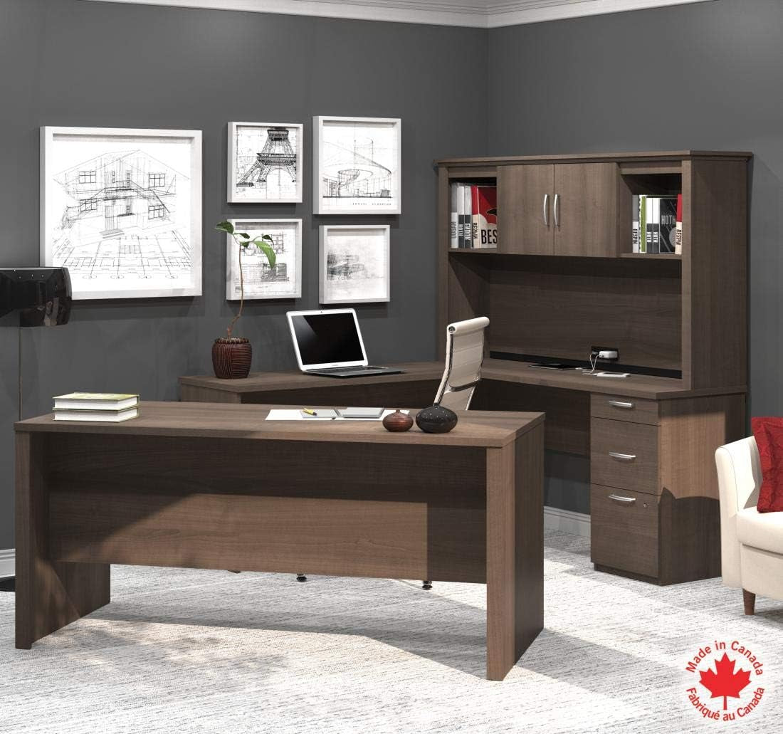 Logan 66W Antigua L Shaped Executive Desk With Pedestal