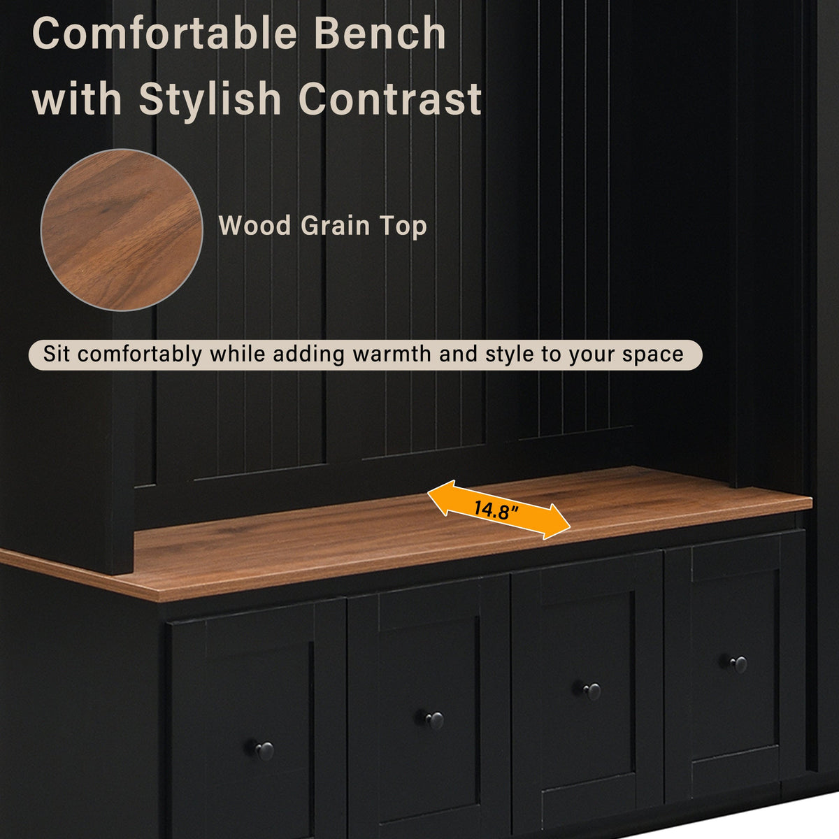 Vibe Haus 78.7"H Entryway Hall Tree with Storage Bench