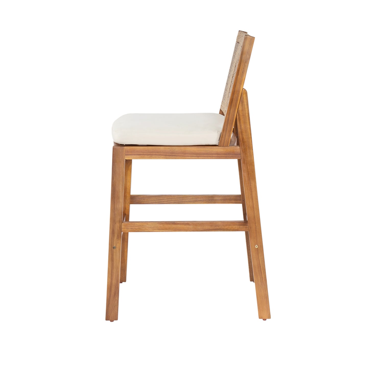 4 Pieces Natural Outdoor Bar Stool Solid Acacia Wood and Woven Wicker
