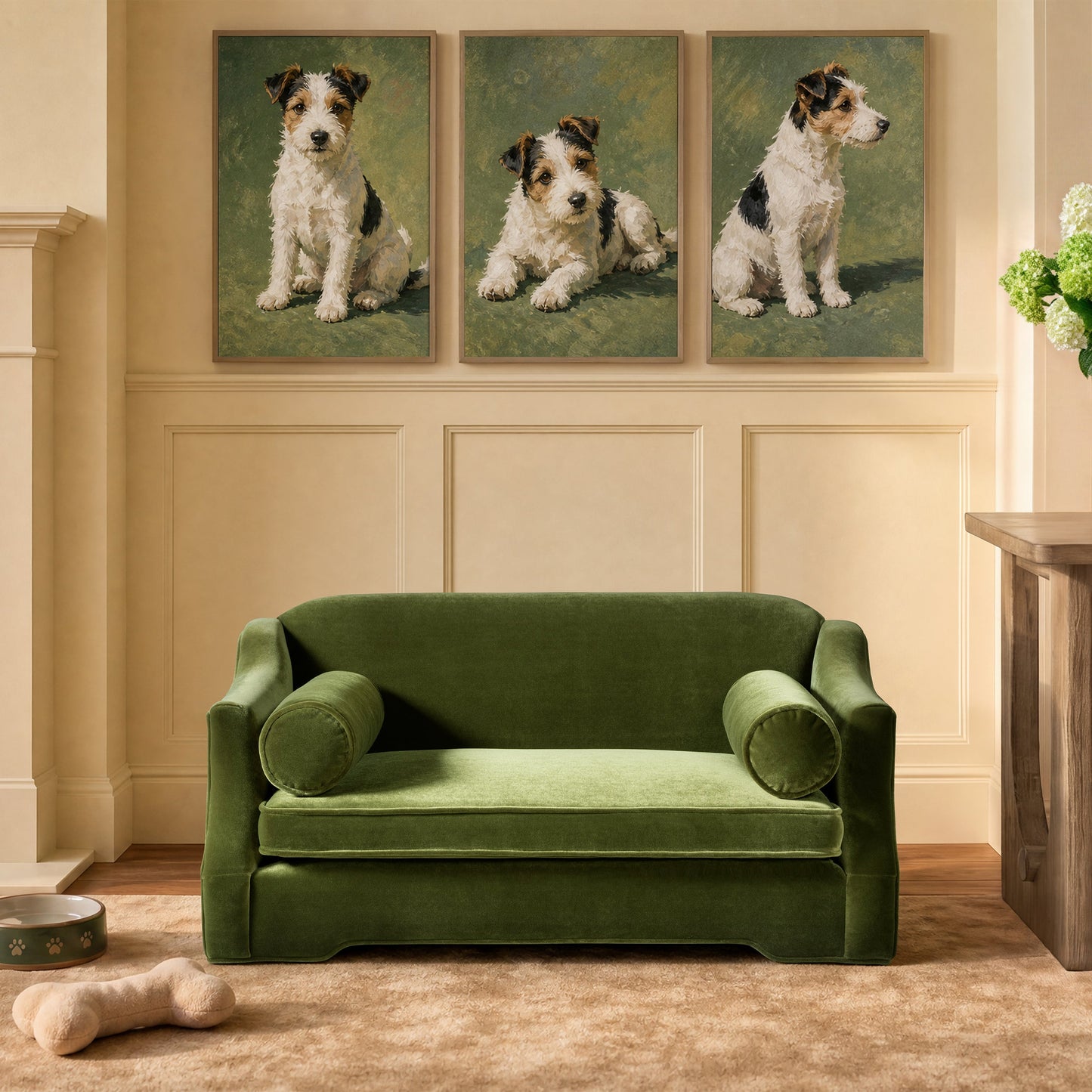 Paloma 35.5" Dog Sofa Bed, Medium, Olive
