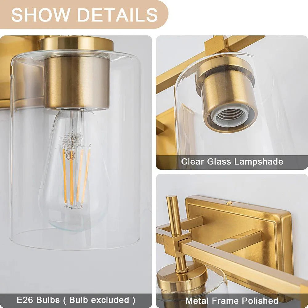 Jasper Black & Gold Clear Glass 4-Light Bathroom Vanity Light