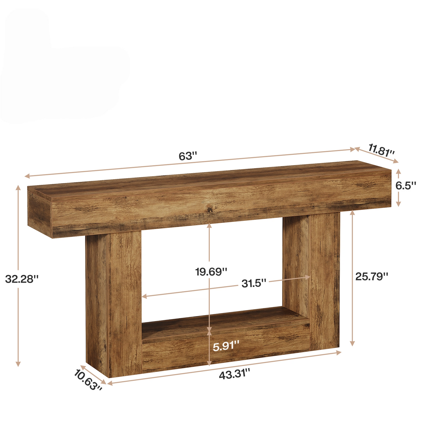63" Farmhouse Console Table
