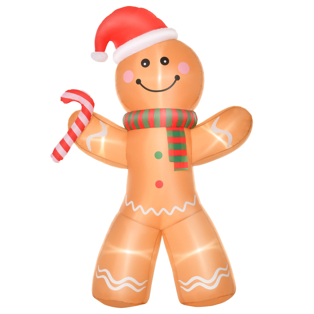HOMCOM 8ft Christmas Inflatable Gingerbread Man with Candy Cane