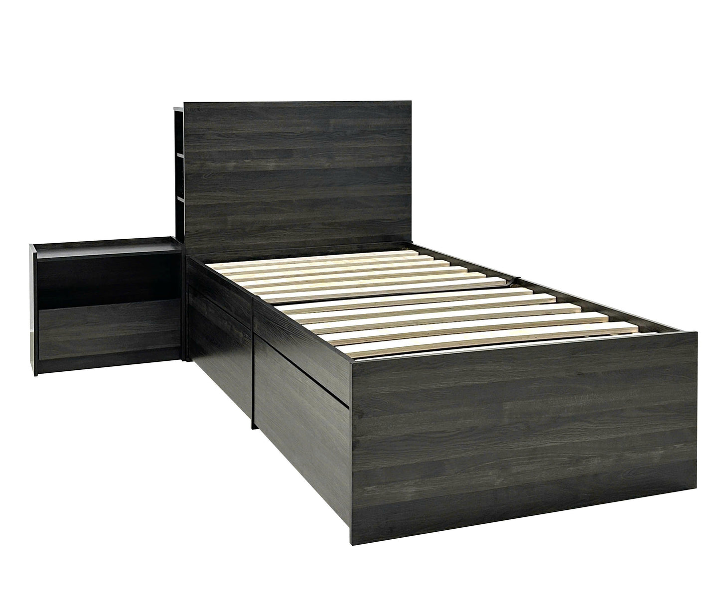 Robin Twin Storage Bed with 1 Nightstand in Dark Gray