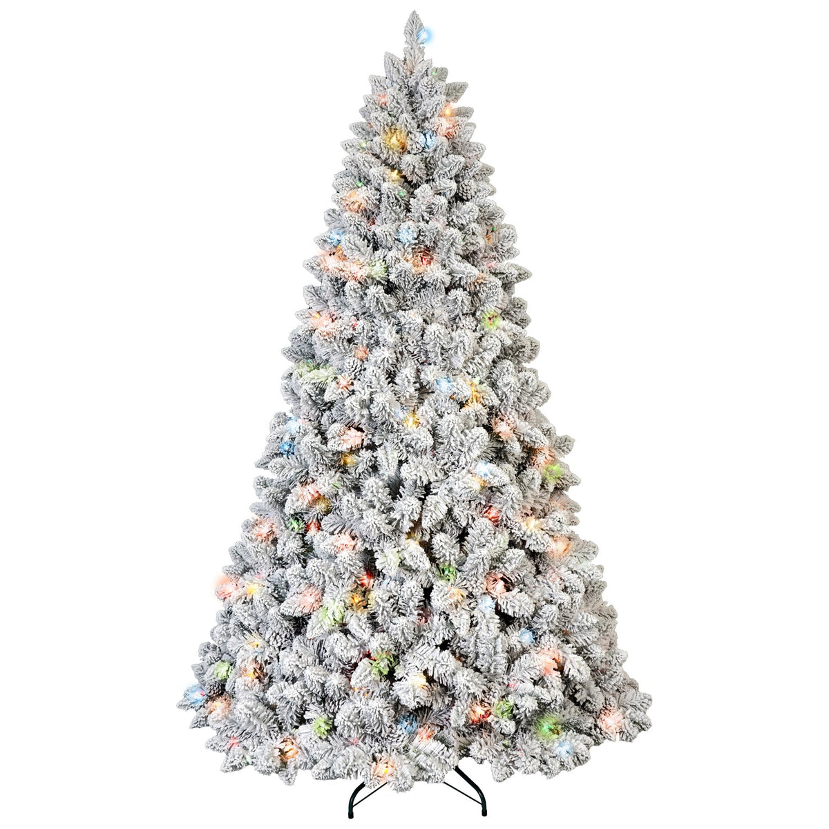 7FT Flocked Christmas Tree with 500 Colorful UL Lights
