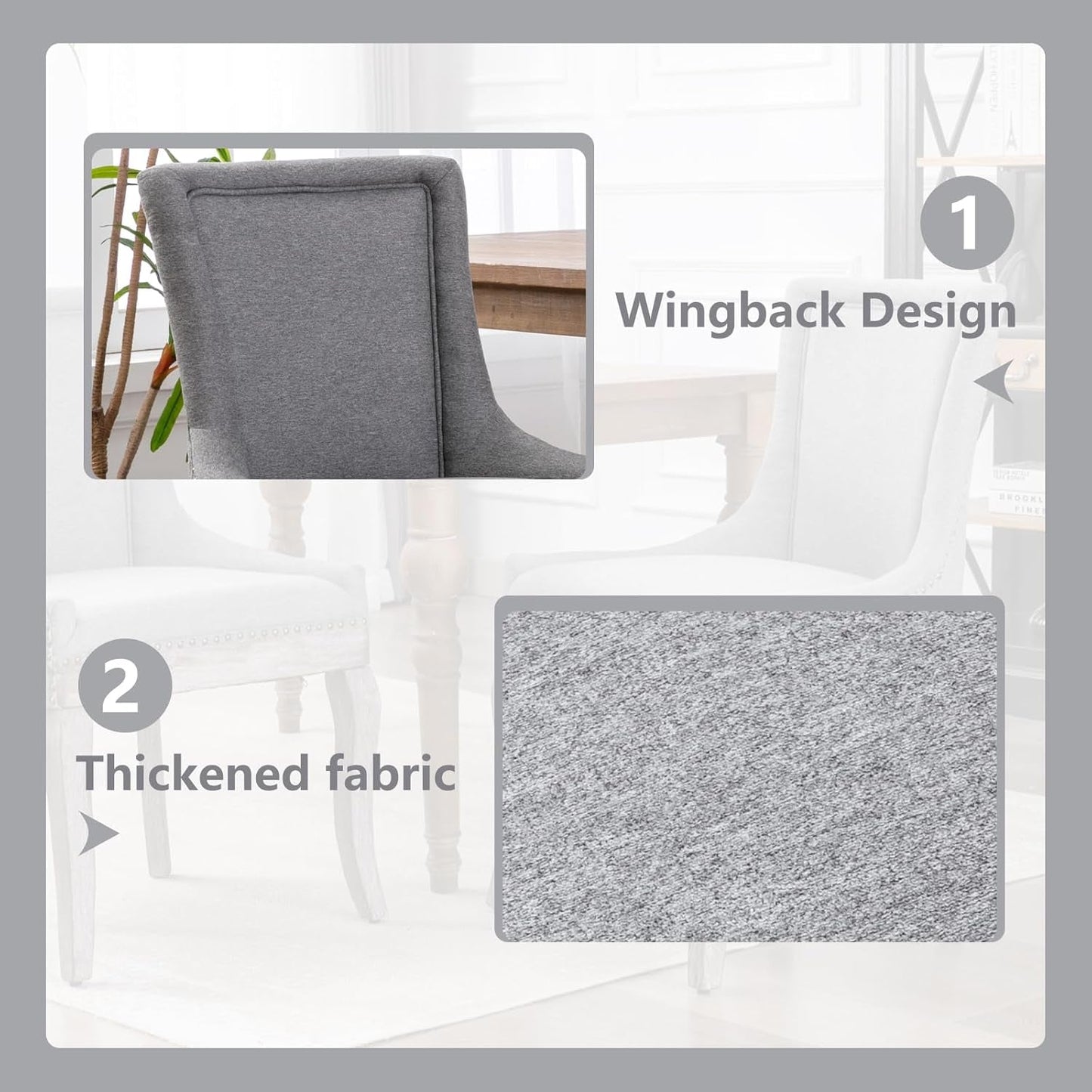 Grey High Back Dining Chairs Set Of 2 For Kitchen Use