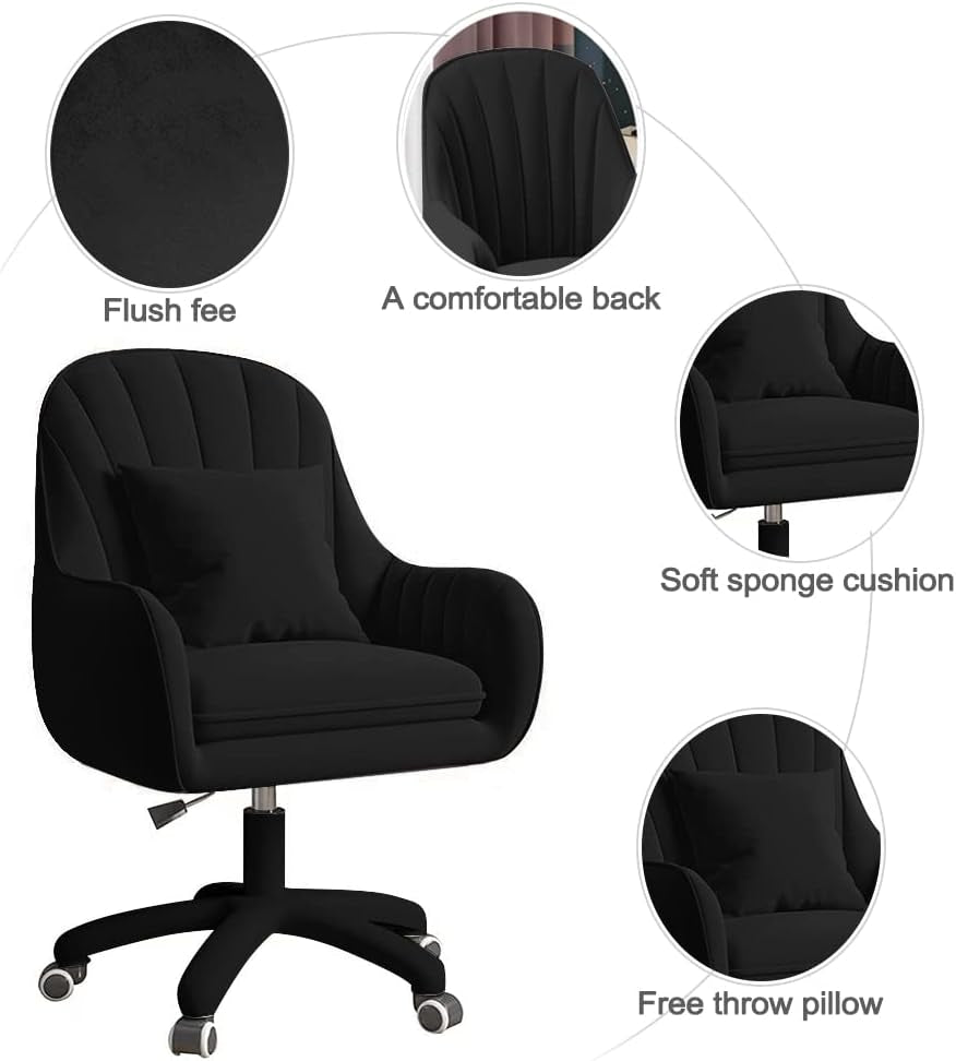 Velvet Home Office Chair Height Adjustable For Desk Use