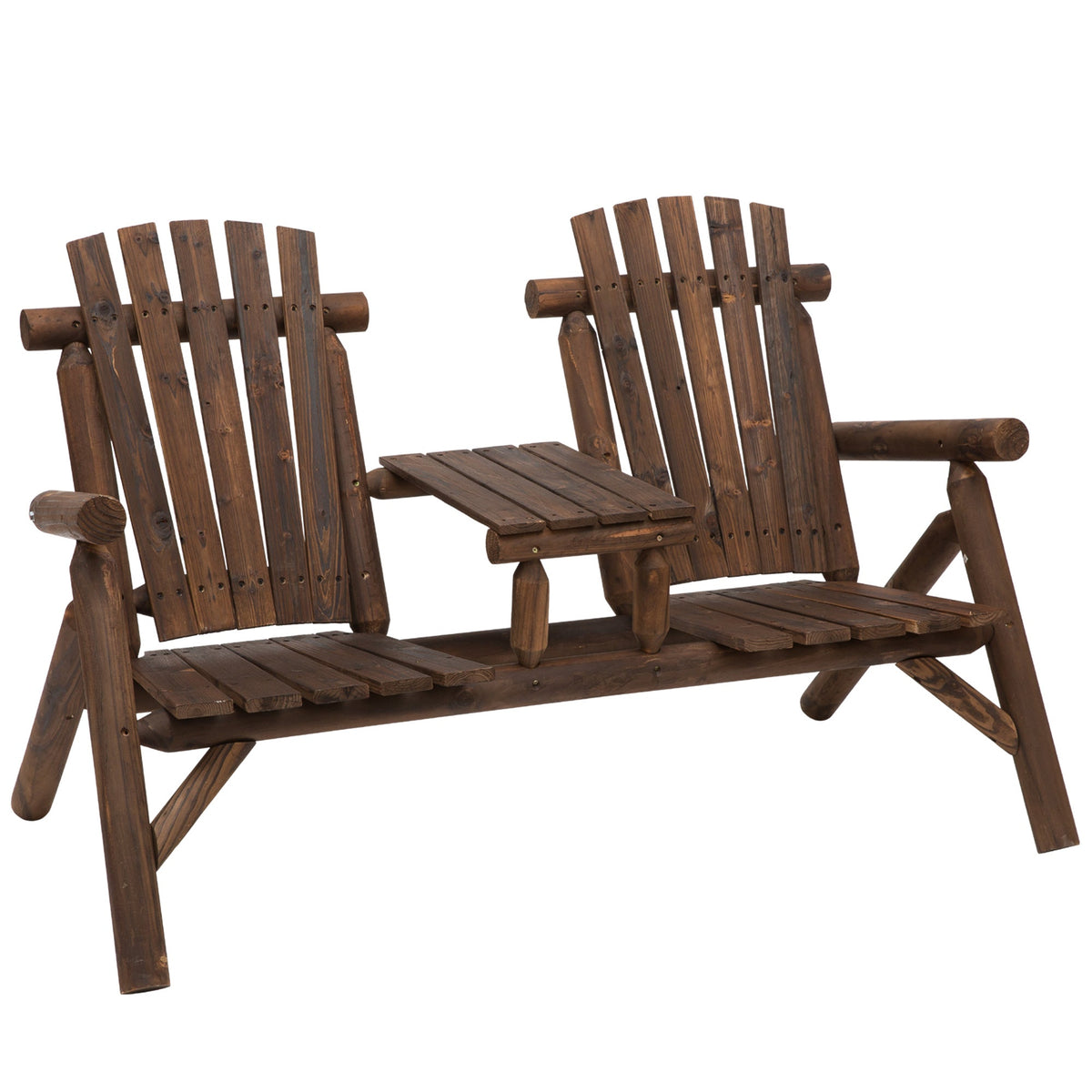 Outsunny 2-Seat Wooden Adirondack Chair