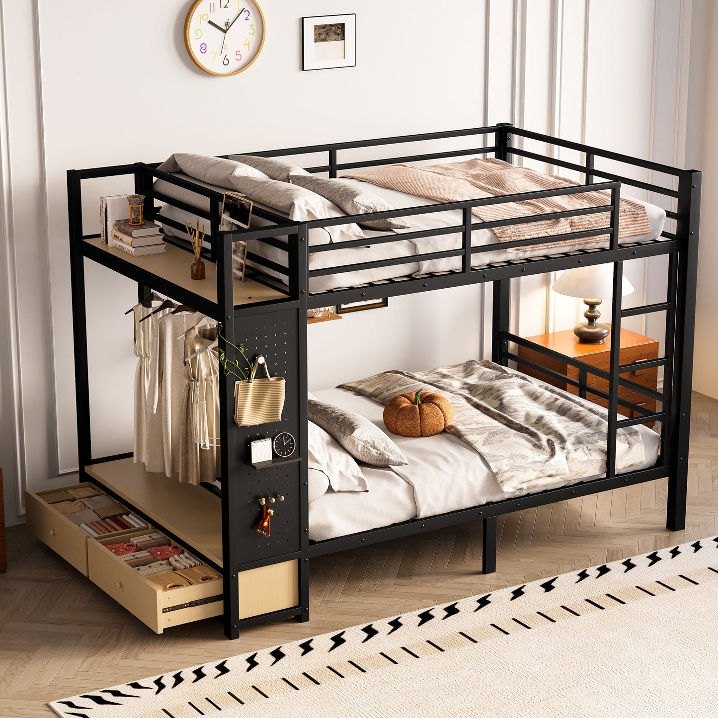 Full Over Full Size Metal Bunk Bed for Teens