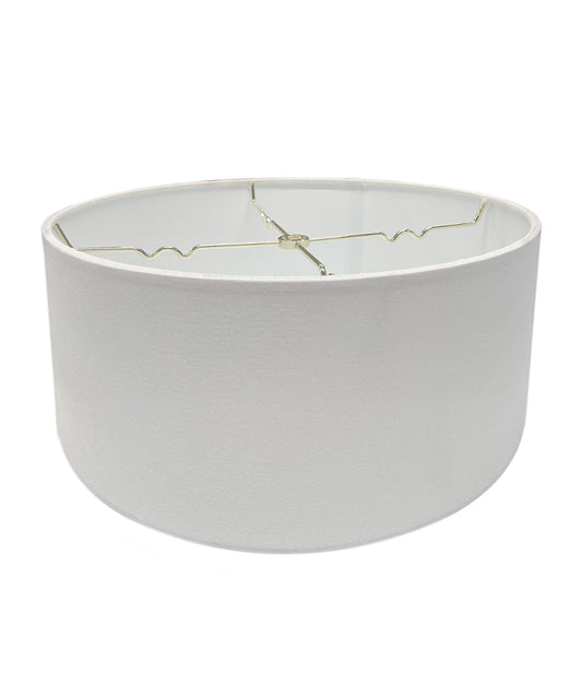 Hardback Shallow Drum Lampshade White Linen Fabric, 14x14x7