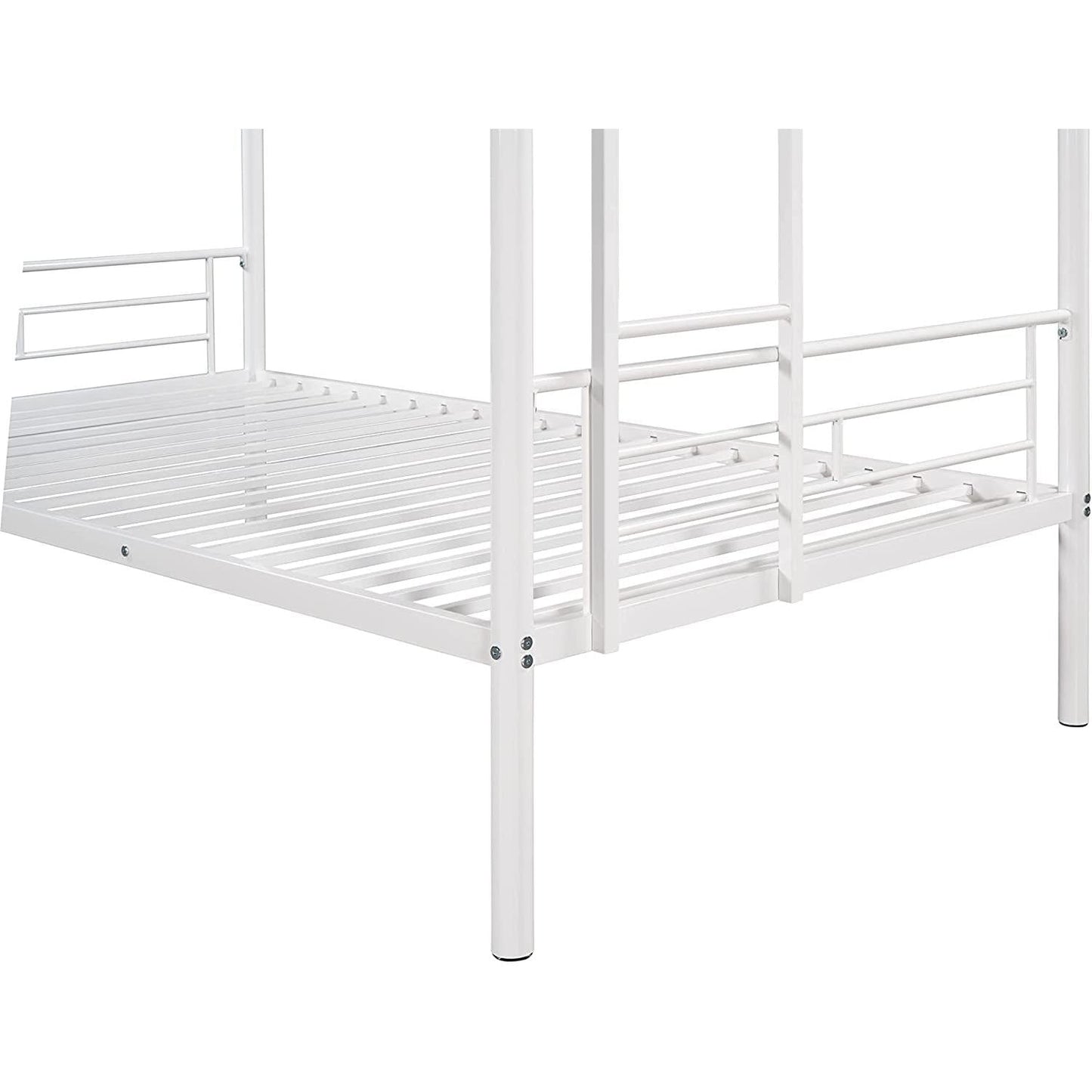 Twin Over Twin Metal Bunk Bed With 2 Ladders White