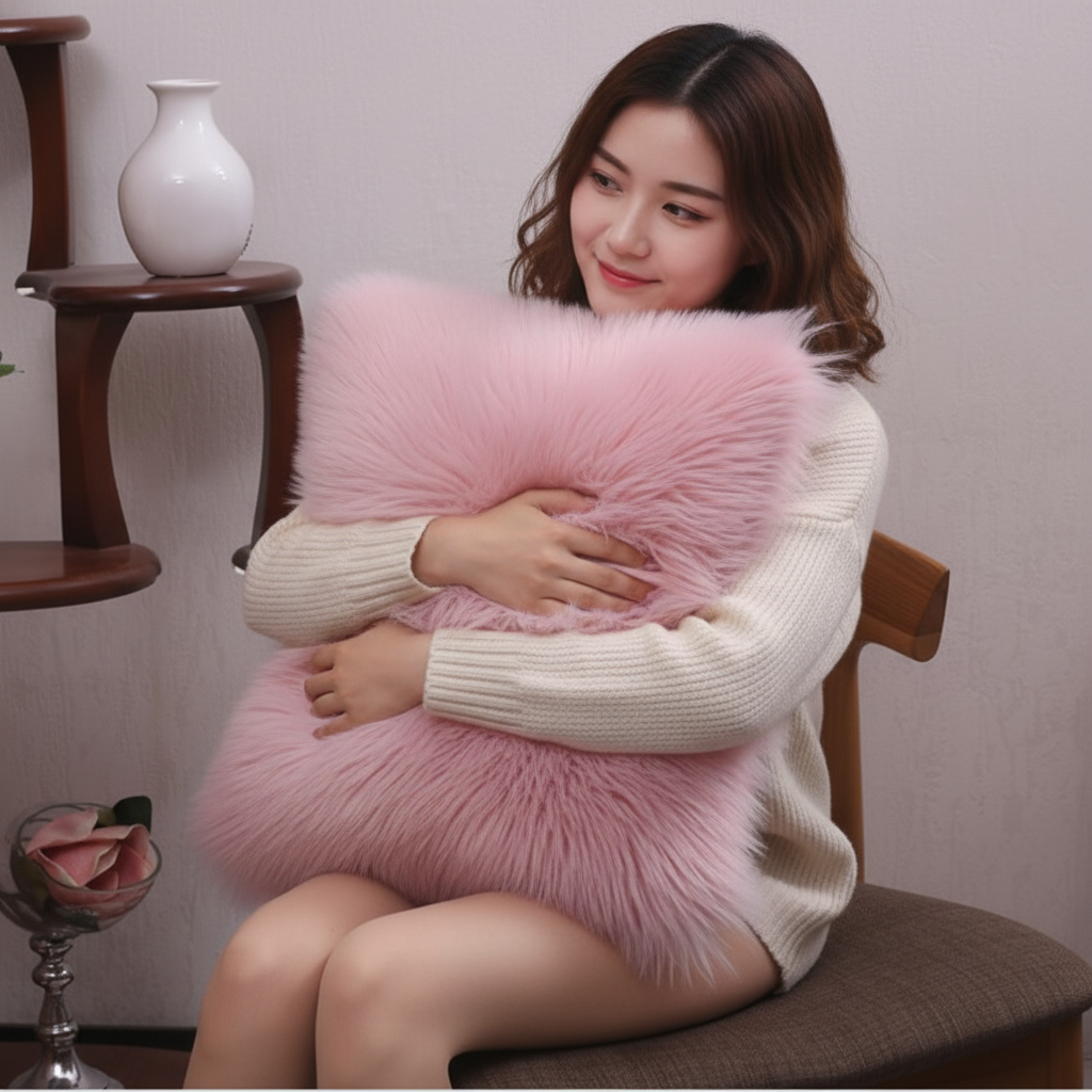 Luxury Faux Fur Throw Pillow | 6 Bold & Neutral Colors | Insert Included 3 sizes