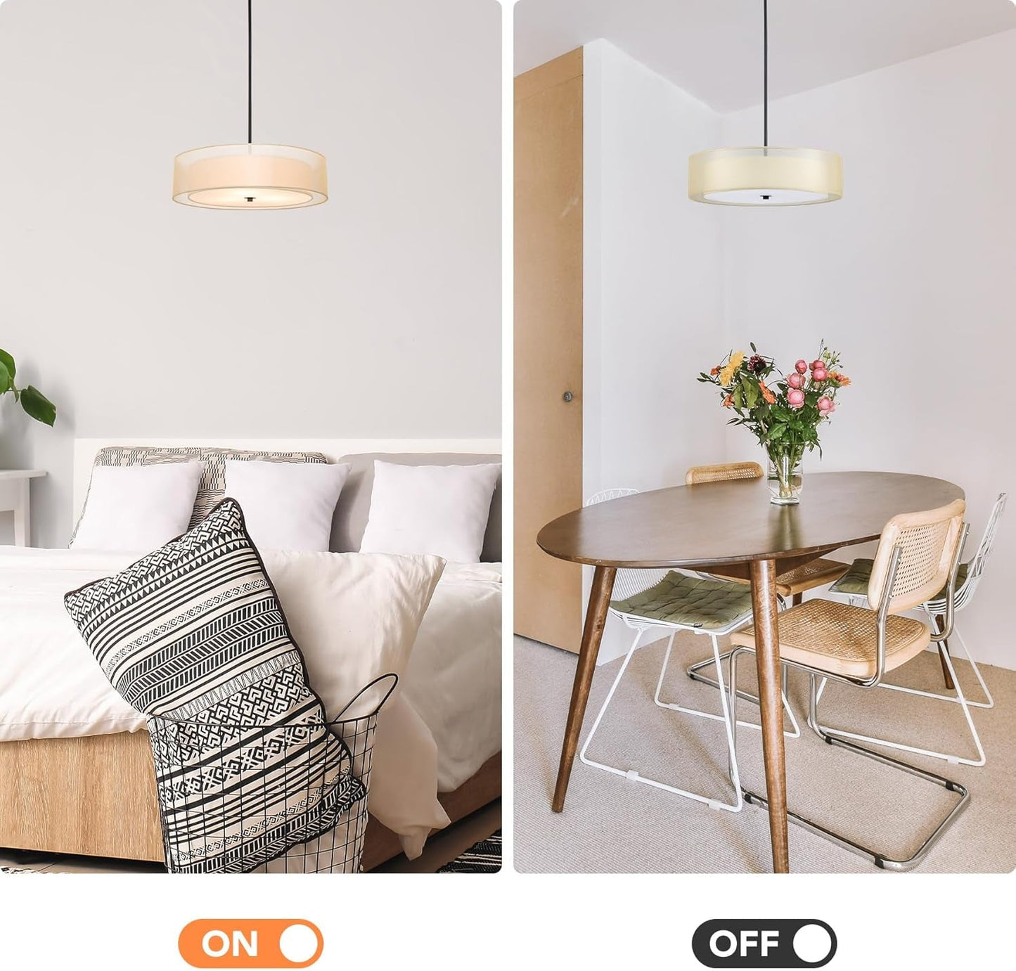 20 Inch Black Drum Pendant Light With Fabric Shade Three Light Matte Finish For Living Room