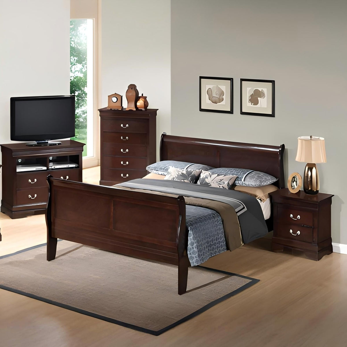 Louis Phillipe G3125A-QB Queen Bed, Cappuccino