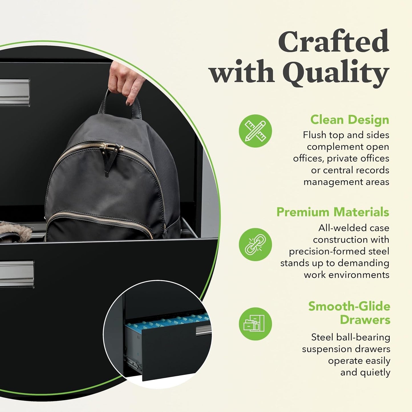 Lateral File Cabinet 4 Drawer Black Metal Office Storage