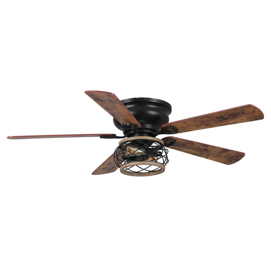 48" Antwerp Farmhouse Flush Mount Reversible Ceiling Fan with Lighting and Remote Control