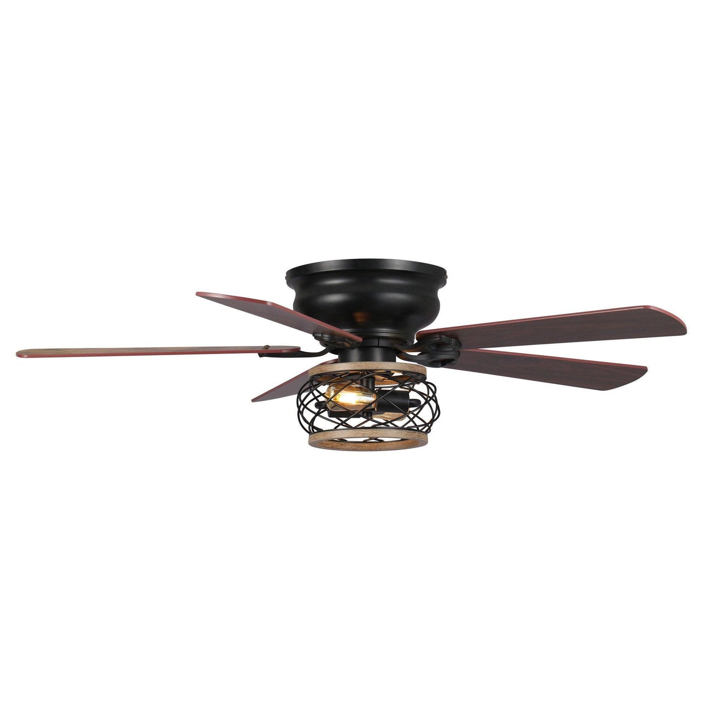 48" Antwerp Farmhouse Flush Mount Reversible Ceiling Fan with Lighting and Remote Control