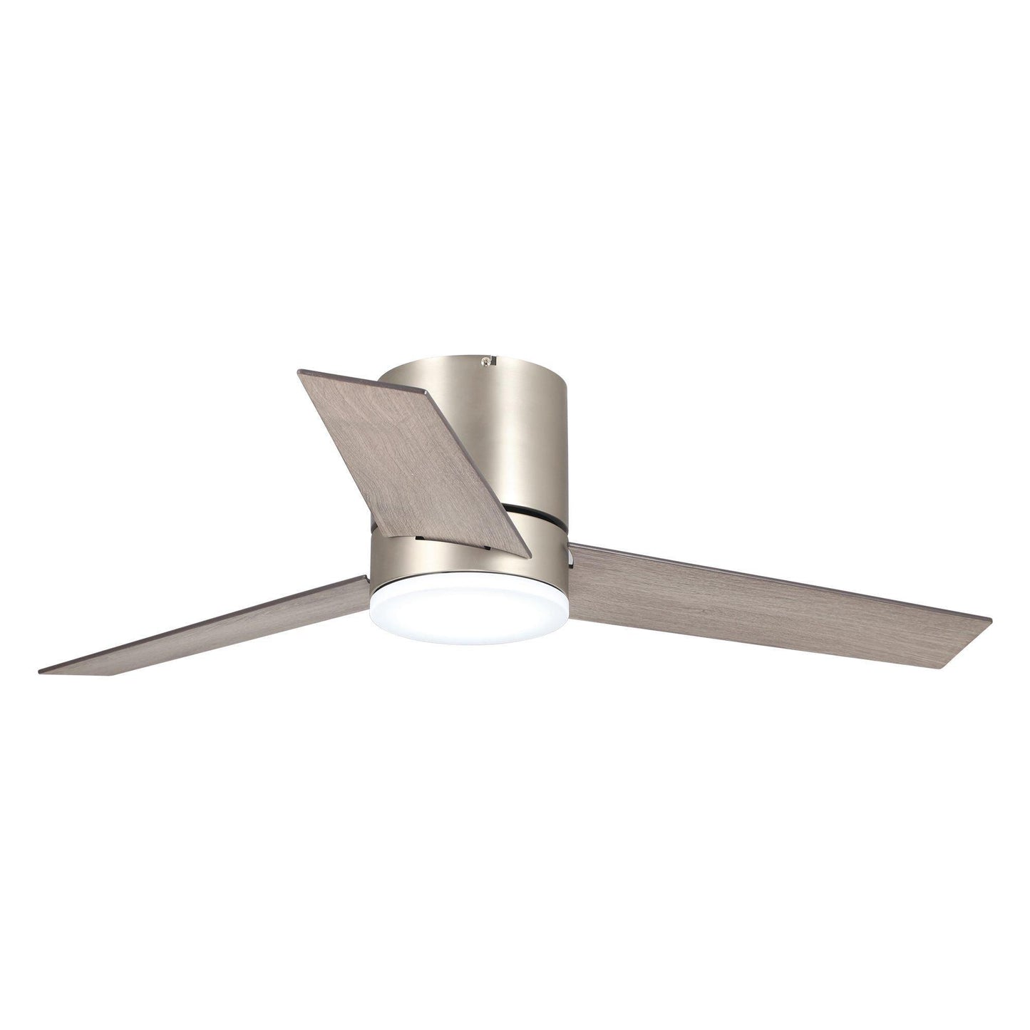 48" Satin Nickel Flush Mount Low Profile Ceiling Fan with LED Lighting