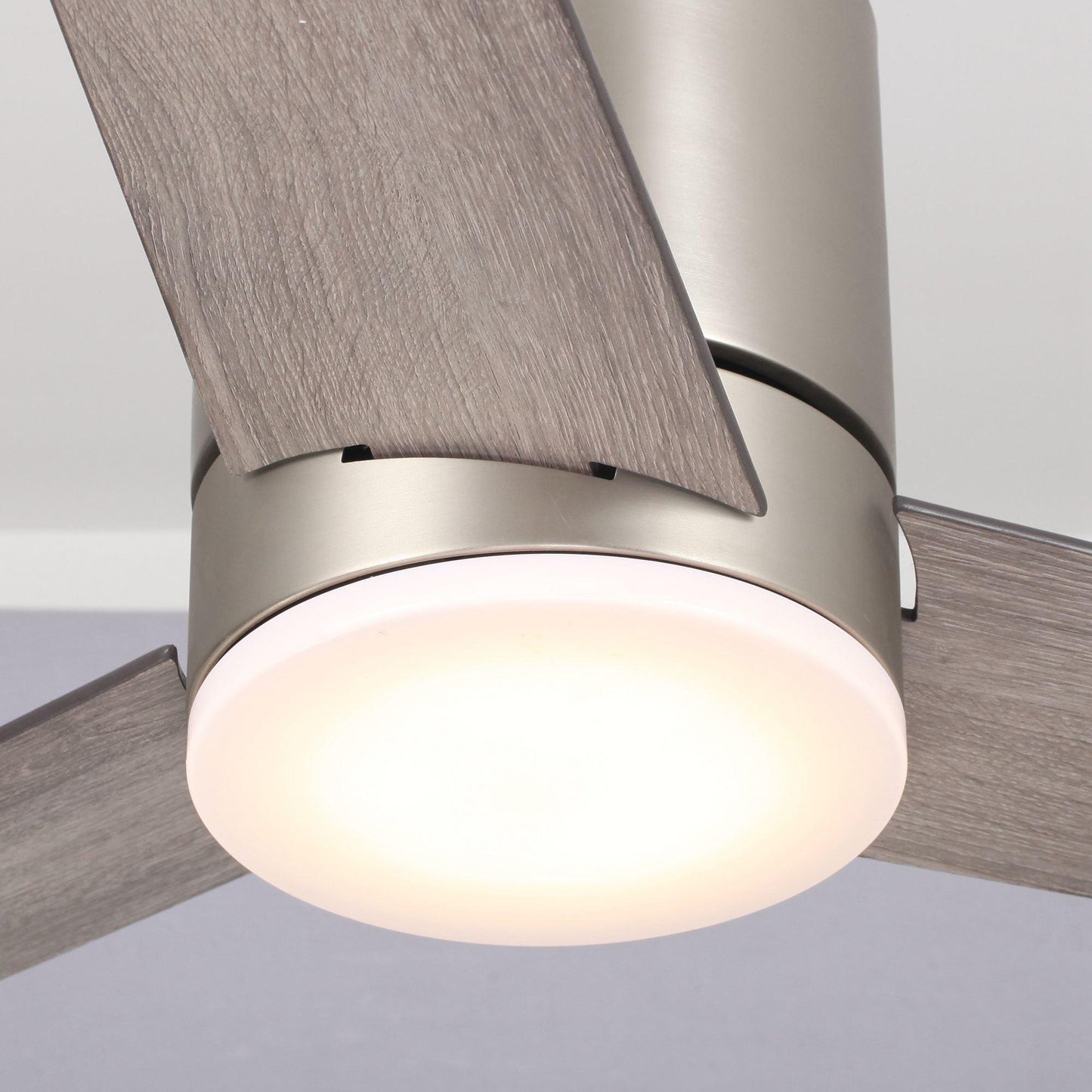 48" Satin Nickel Flush Mount Low Profile Ceiling Fan with LED Lighting