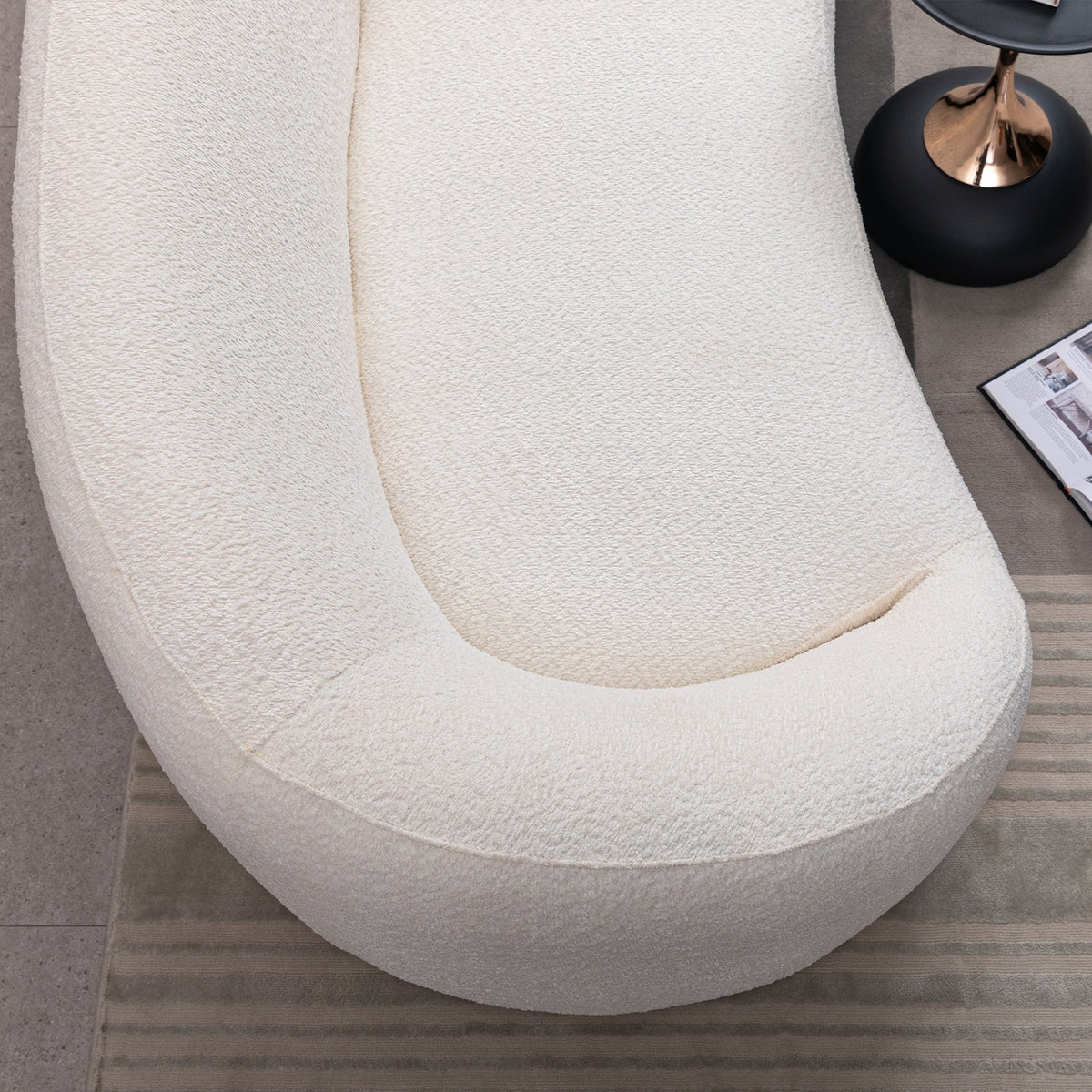 3+1+1, 93.31" Minimalist Curved Sofa, 3 Seater