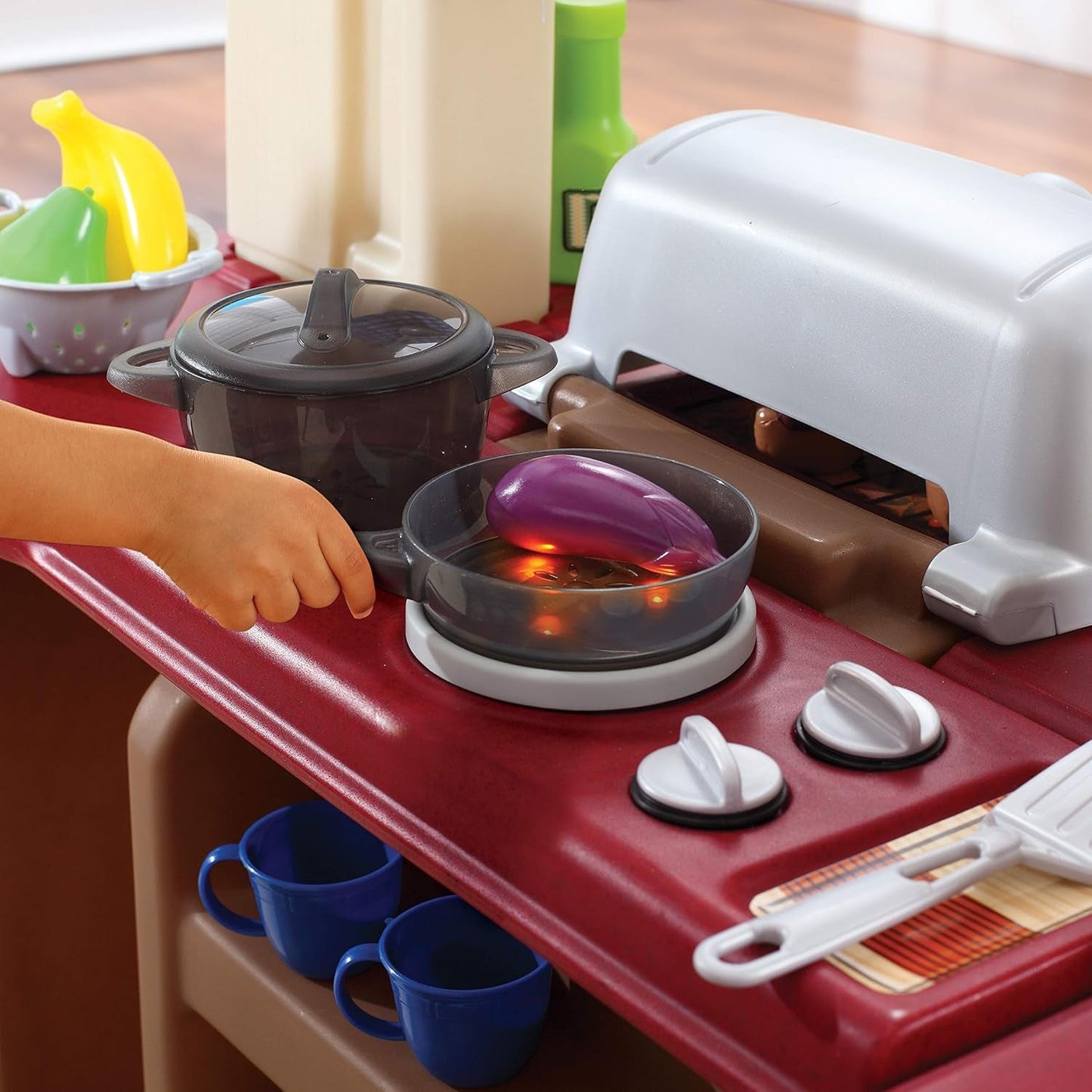 Kids Kitchen Playset With Interactive Lights Brown