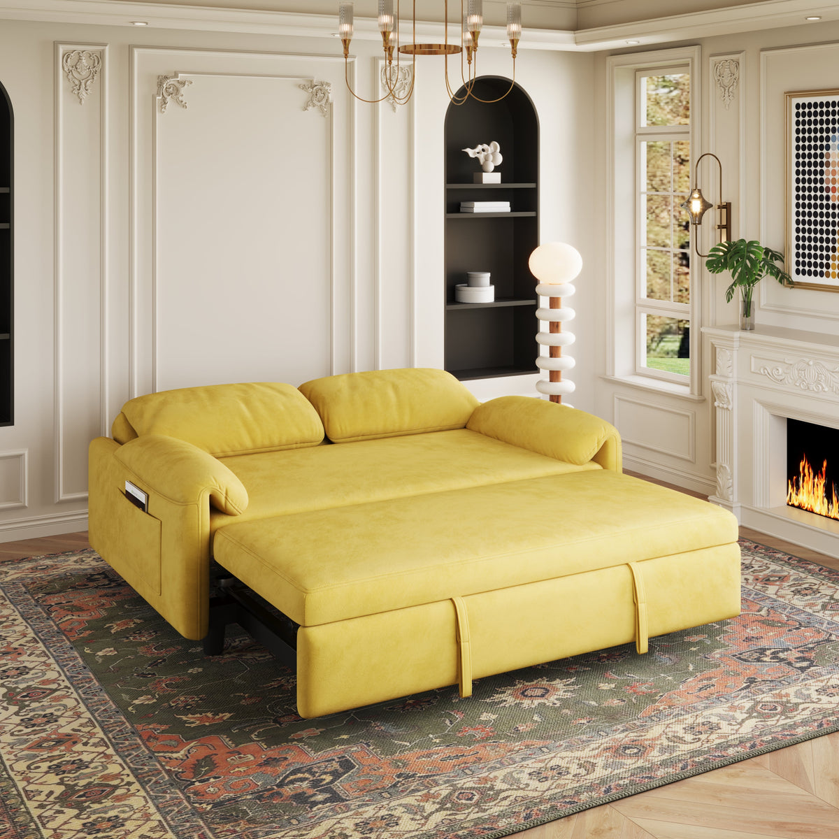 Elegant Dual-Purpose Velvet Sofa Bed