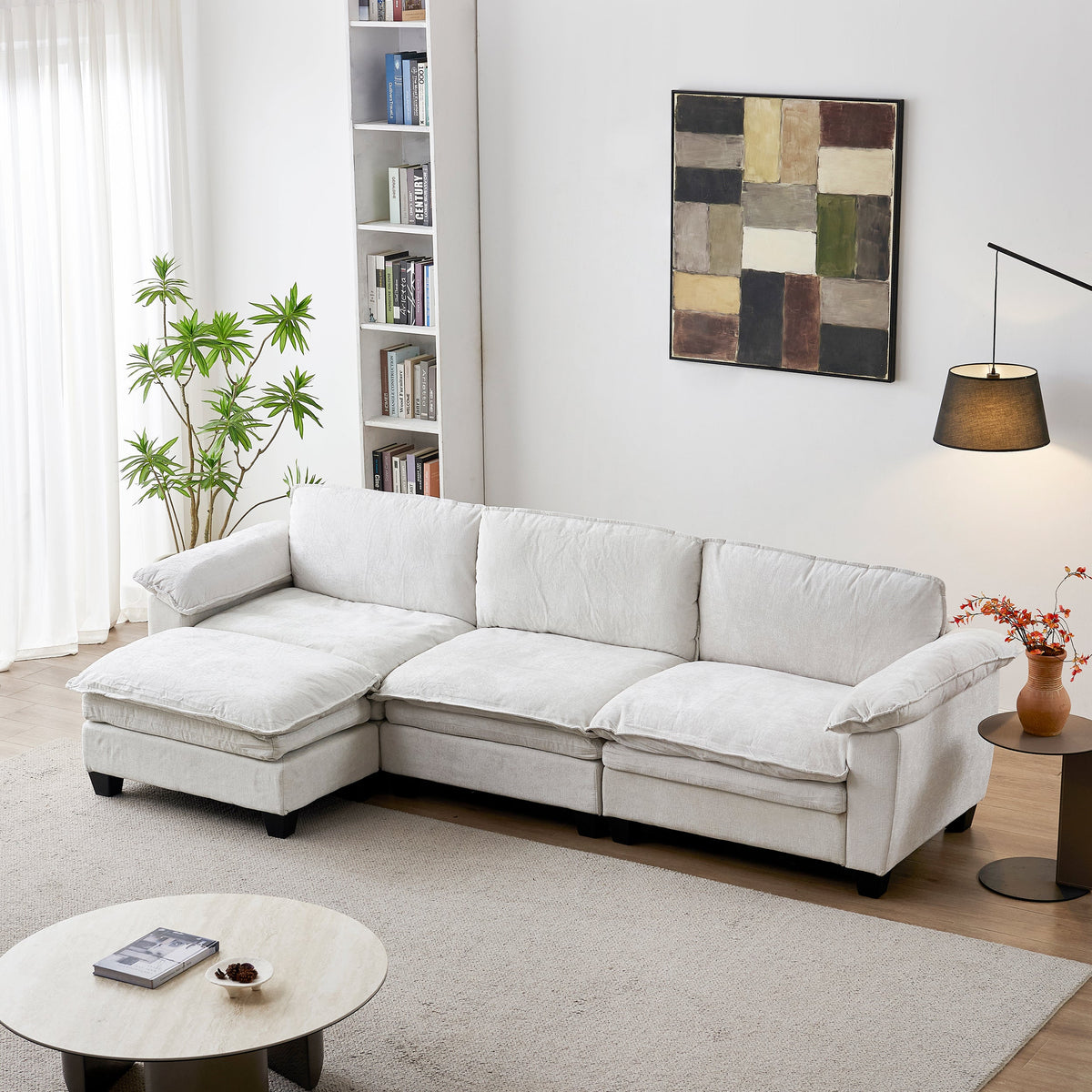 Luxury L Shape Sofa with Ottoman
