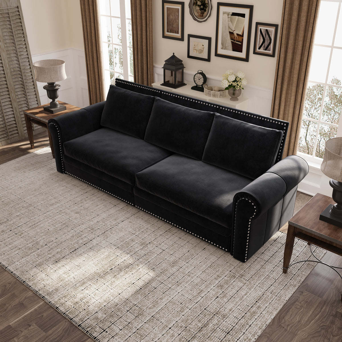 Chesterfield Sofa Bed – 3-in-1 Velvet Convertible Sleeper