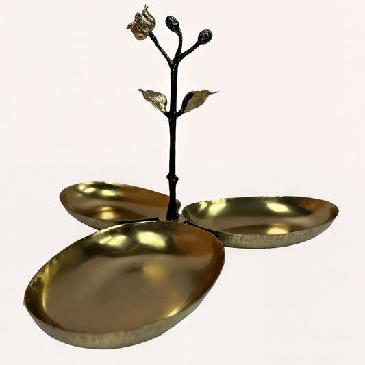3 Bowl Condiment Server - Vintage Bronze Durable Metal Serving Set